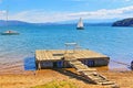 Wooden pier Iskar Lake Bulgaria Royalty Free Stock Photo